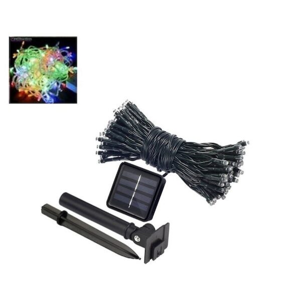 100 Χριστουγεννιάτικα Λαμπάκια LED Πολύχρωμα Ηλιακά σε Σειρά με Προγράμματα 03004SLL50RB