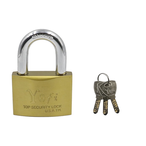 101503.jpg Λουκέτο Μπρούτζινο 60mm Πέταλο με 3 Κλειδιά Ασφαλείας XS-60YQS1 Χρυσό