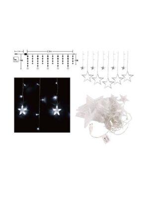 Φωτιστικό Κουρτίνα Αστέρια 115LED Φυσικό Λευκό 8 Προγράμματα Arrango AN77018