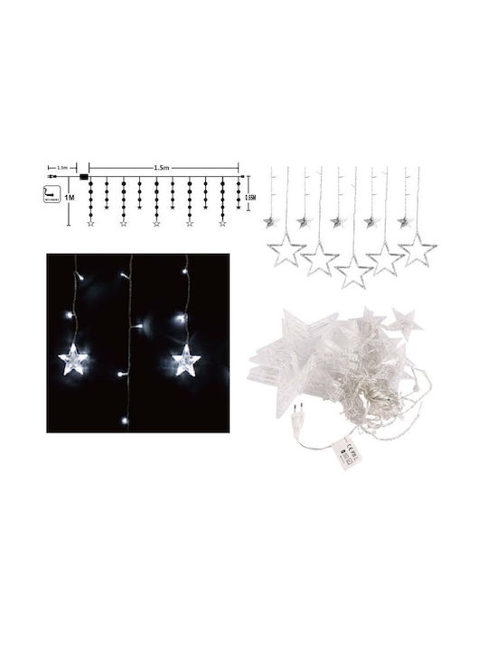 Φωτιστικό Κουρτίνα Αστέρια 115LED Φυσικό Λευκό 8 Προγράμματα Arrango AN77018