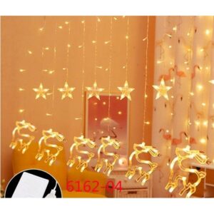 LED Χριστουγεννιάτικα Φωτάκια Ασύμμετρη Κουρτίνα 3μ σε Σχήμα Ελάφάκι με Λευκό Θερμό Κίτρινο Φώς 6162-04