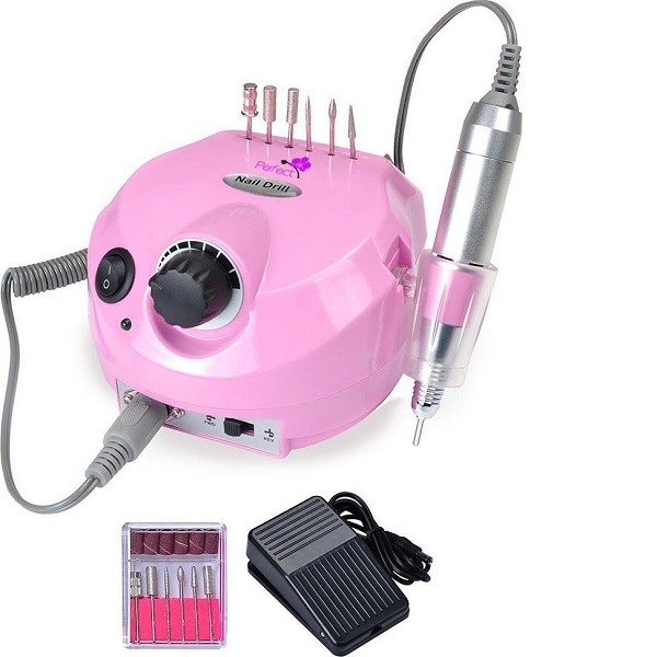 Τροχός Νυχιών Ρεύματος 35000rpm με Πεντάλ 35W DM-202 Ροζ