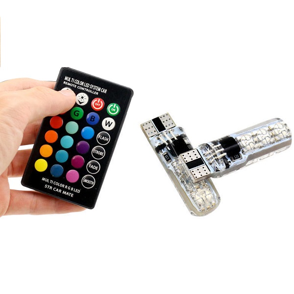 Λάμπες Αυτοκινήτου & Μοτοσυκλέτας T10 με Ασύρματο Τηλεχειρισμό RGB Led 12V 1.5W 2τμχ LA-00