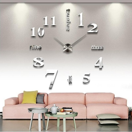 3D Ρολόι Τοίχου Silver 12S015