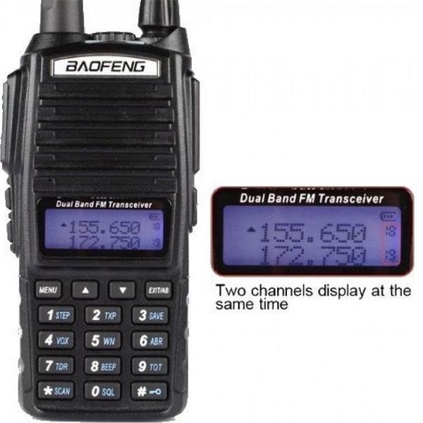 Ηλεκτρονική Συσκευή Φορητής Επικοινωνίας UHF/VHF 5W με Μονόχρωμη Οθόνη UV-82