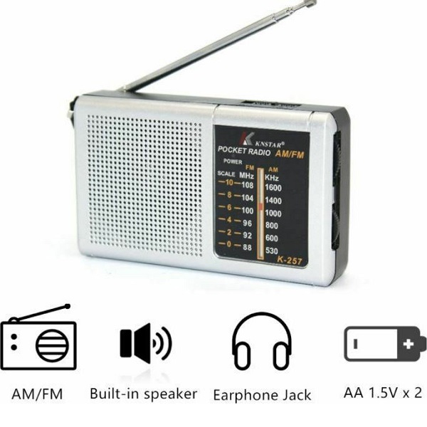 20201030142457_26f14a4c.jpg Knstar K-257 Φορητό Ραδιόφωνο Επαναφορτιζόμενο με USB Ασημί