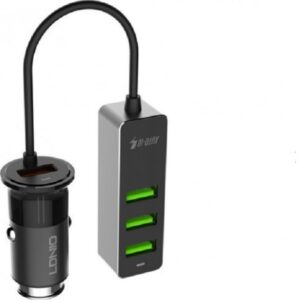 Ldnio Φορτιστής Αυτοκινήτου Μαύρος C61 Συνολικής Έντασης 3A Γρήγορης Φόρτισης με Θύρες: 4xUSB