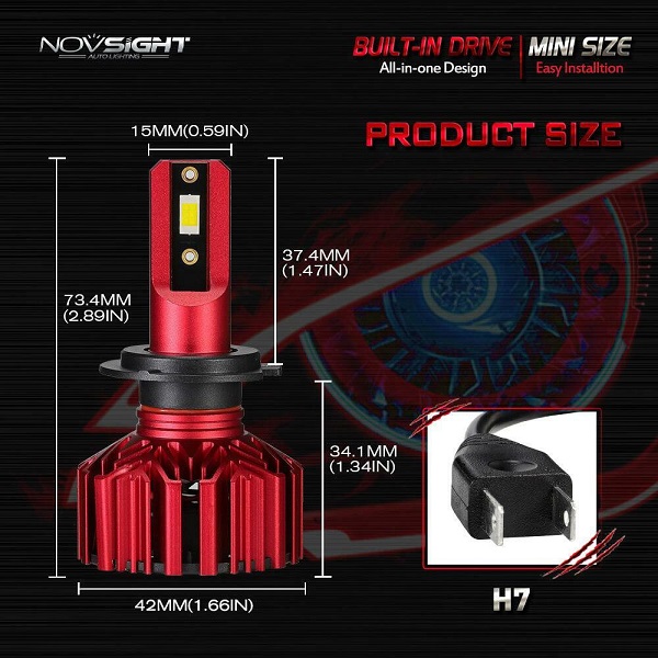 Λάμπες Αυτοκινήτου NovSight A500 N11S H7 LED 6000K Ψυχρό Λευκό 60W 2τμχ 2804