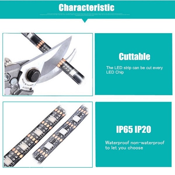 Ταινία LED Τηλεόρασης Αδιάβροχη Τροφοδοσίας USB (5V) RGB Μήκους 4x50cm Σετ με Τηλεχειριστήριο και Τροφοδοτικό Τύπου SMD5050 26386