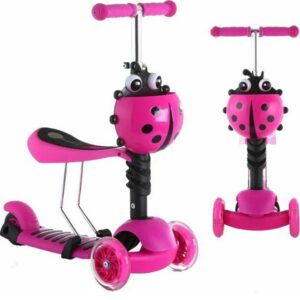 Παιδικό Πατίνι Αναδιπλούμενο Πασχαλίτσα Τρίτροχο με Κάθισμα Φούξια PPSX-02