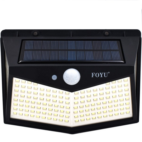 Ηλιακό Φωτιστικό Επιτοίχιας Τοποθέτησης Στεγανό IP65 με Ανιχνευτή Κίνησης και Ψυχρό Λευκό Φως σε Μαύρο Χρώμα FO-TA002