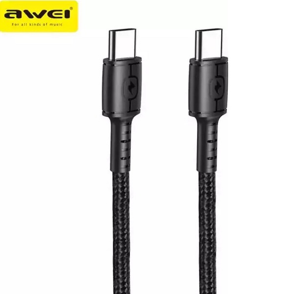 Καλώδιο Γρήγορης Φόρτισης και Μεταφοράς Δεδομένων 30W Type-C σε Type-C 1m Awei CL-71T