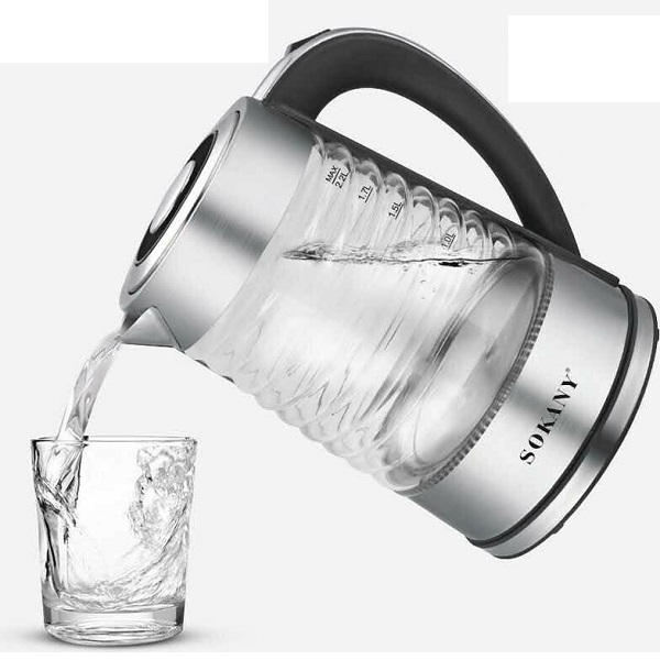 Βραστήρας Διάφανος  2.2lt 2000W Γκρι Sokany SK-1027