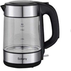 Διάφανος Βραστήρας 1.7lt 2200W Μαύρος Sokany FK-1509-J