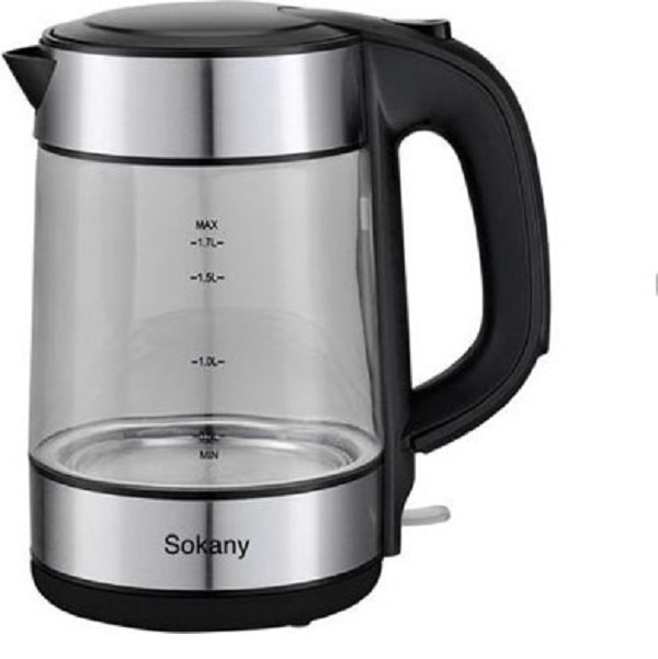 Διάφανος Βραστήρας 1.7lt 2200W Μαύρος Sokany FK-1509-J