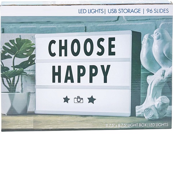 Πίνακας LED Φωτιζόμενος (30 x 22 x 4.5) cm με 96 Γράμματα και Σύμβολα Led Lights 96 Slides CHOOSE HAPPY