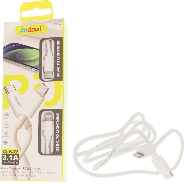 USB 2.0 Cable USB-C male - Lightning Λευκό 1.2m Andowl Q-SJ2