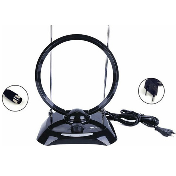 Εσωτερική Κεραία Τηλεόρασης σε Μαύρο Χρώμα Σύνδεση με Ομοαξονικό (Coaxial) Καλώδιο DVB-T-FD-O