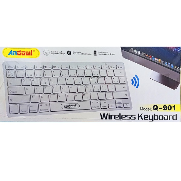 Andowl Q-901 Ασύρματο Bluetooth Πληκτρολόγιο Αγγλικό US Λευκό