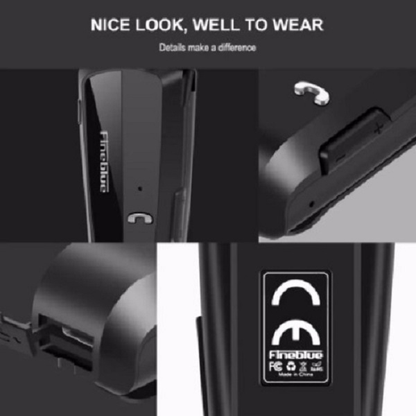 Ακουστικό Handsfree Bluetooth Πέτου Μαύρο Fineblue F990 In-ear