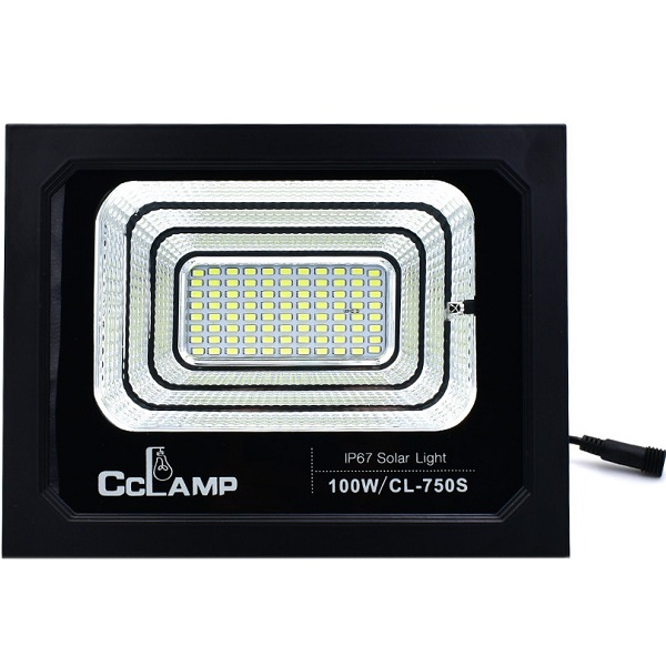 Ηλιακός Προβολέας 100W Στεγανός IP67 με Τηλεχειριστήριο και Ψυχρό Λευκό Φως σε Μαύρο χρώμα CL-750S