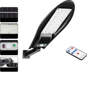 Ηλιακό Φωτιστικό Δρόμου Στεγανό IP65 με Ανιχνευτή Κίνησης και Τηλεχειριστήριο σε Μαύρο Χρώμα W778A