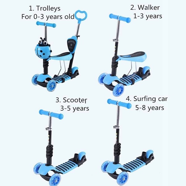 Πατίνι Παιδικό Αναδιπλούμενο Τρίτροχο με Κάθισμα Μπλε