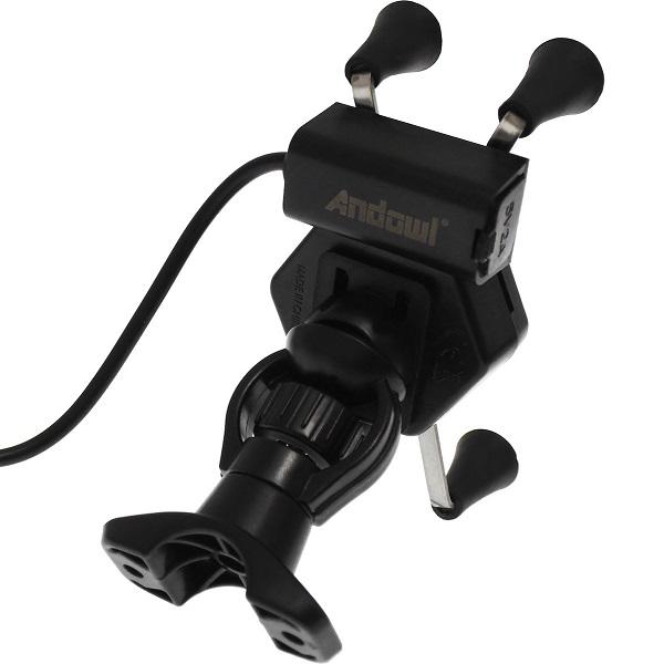 Βάση Κινητού Μοτοσυκλέτας με Ρυθμιζόμενο Βραχίονα για το Τιμόνι και Φορτιστή Andowl JC-08