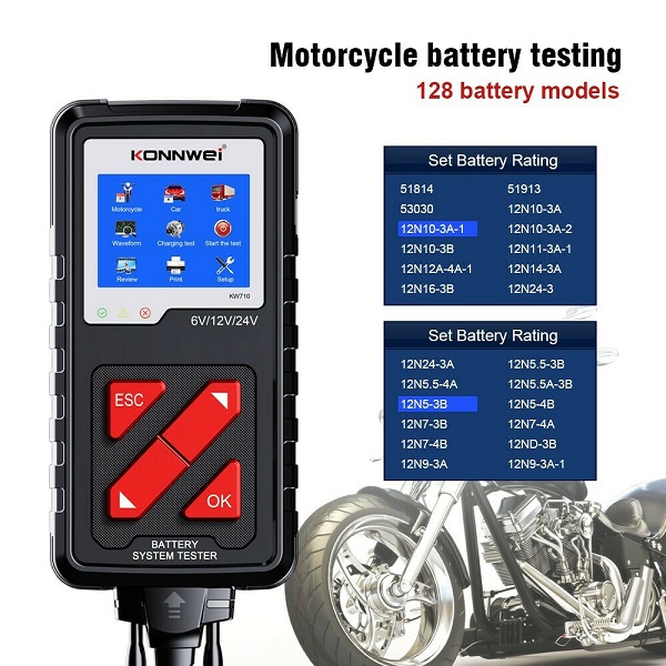 Ψηφιακός Ελεγκτής Ανάλυσης Μπαταριών Battery Tester με Κροκοδειλάκια Konnwei KW710