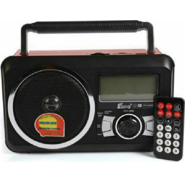 Ραδιόφωνο Φορητό Επαναφορτιζόμενο με USB Κόκκινο Μαύρο FP-910RC