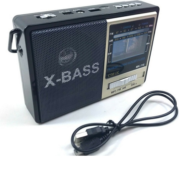 Φορητό Ραδιόφωνο Επαναφορτιζόμενο με USB Μαύρο CMIK MK-116