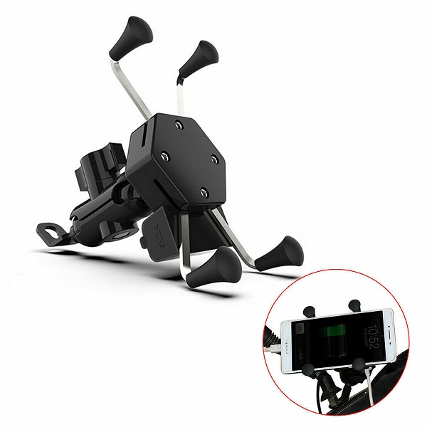 Βάση Κινητού Μοτοσυκλέτας με Ρυθμιζόμενο Βραχίονα για το Τιμόνι και Φορτιστή Andowl JC-08