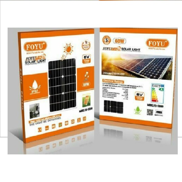 Στεγανός Ηλιακός Προβολέας  Ισχύος 60W με Τηλεχειριστήριο σε Μαύρο χρώμα