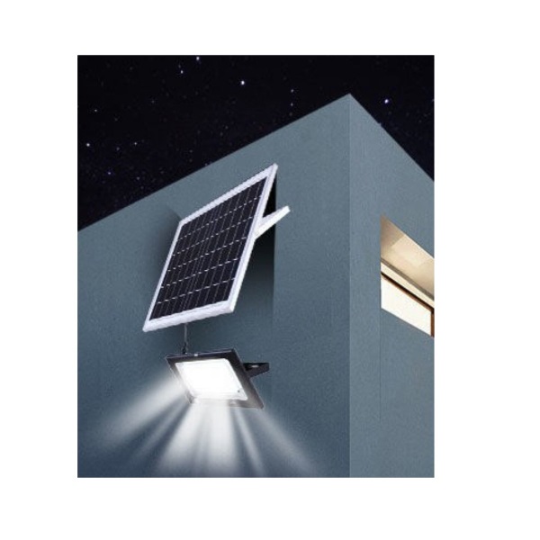 Στεγανός Ηλιακός Προβολέας  Ισχύος 60W με Τηλεχειριστήριο σε Μαύρο χρώμα