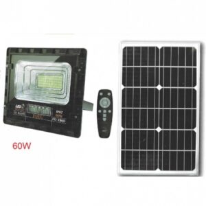 Στεγανός Ηλιακός Προβολέας  Ισχύος 60W με Τηλεχειριστήριο σε Μαύρο χρώμα