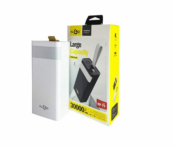 Power Bank 30000mAh με 2 Θύρες USB-A Λευκό KP-79 και μαυρο