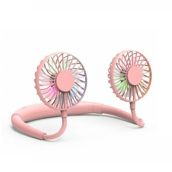 Ανεμιστήρας Λαιμού με 3 Ταχύτητες Επαναφορτιζόμενος Ροζ Λευκό HF09
