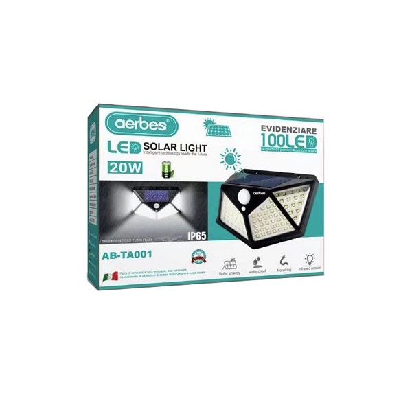 Ηλιακό Φωτιστικό Επιτοίχιας Τοποθέτησης σε Μαύρο Χρώμα AB-TA001