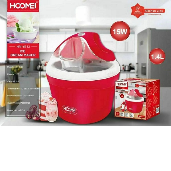 Hoomei HM-6512 Παγωτομηχανή 1.4lt Κόκκινη
