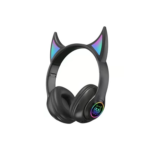 Demon Cat Ασύρματα/Ενσύρματα Over Ear Ακουστικά με 8 ώρες Λειτουργίας Μαύρα - Κόκκινα AB-D470