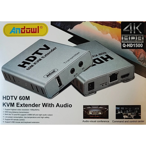 KVM Extender 4K 60m HDTV Andowl Q-HD1500