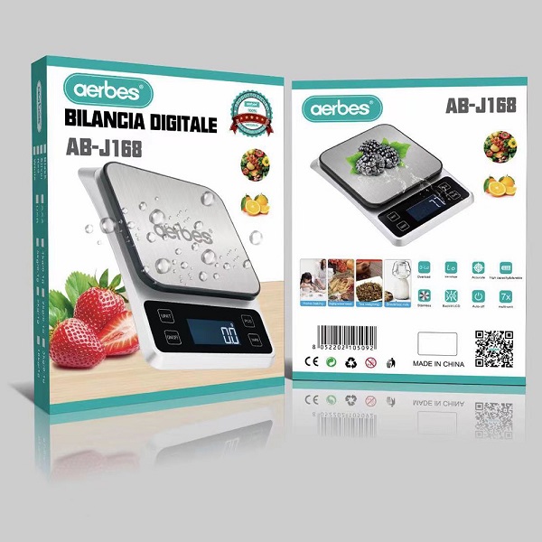 Ψηφιακή Ζυγαριά Κουζίνας 1gr/10kg Ασημί Aerbes AB-J168