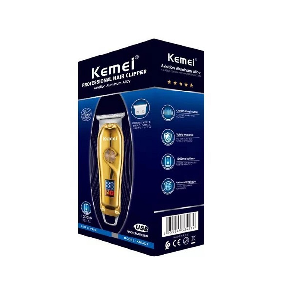 Kemei Επαναφορτιζόμενη Κουρευτική Μηχανή Χρυσή KM-427