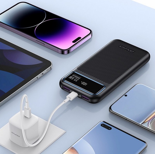 Power Bank 10000mAh 22.5W με Θύρα USB-A και Θύρα USB-C Power Delivery Μαύρο Awei P148K
