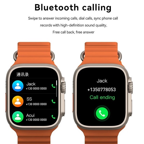 Smartwatch X8 Ultra με Παλμογράφο Champagne Gold