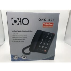 Ενσύρματο Τηλέφωνο Γραφείου Μεγάλα Κουμπιά  Μαύρο OHO-808