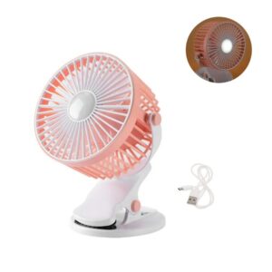 Ανεμιστηράκι Επιτραπέζιο Επαναφορτιζόμενο USB με Κλιπ και LED Φωτισμό Mini Fan Ροζ YTM2027