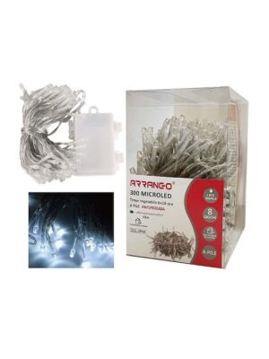 300 Χριστουγεννιάτικα Λαμπάκια LED Ψυχρό Λευκό 30μ Μπαταρίας σε Σειρά με Διαφανές Καλώδιο AN79492