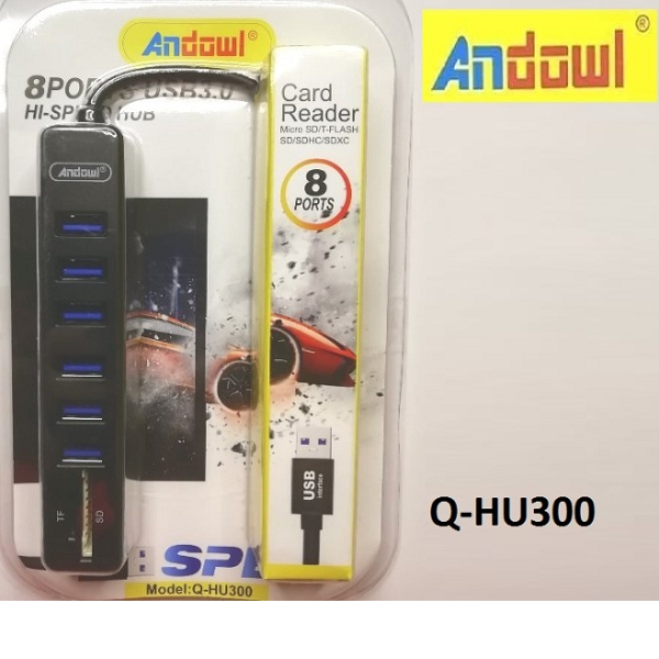 USB 3.0 Hub 8 Θυρών Με Υποδοχές Για Κάρτες SD TF Q-HU300 Andowl