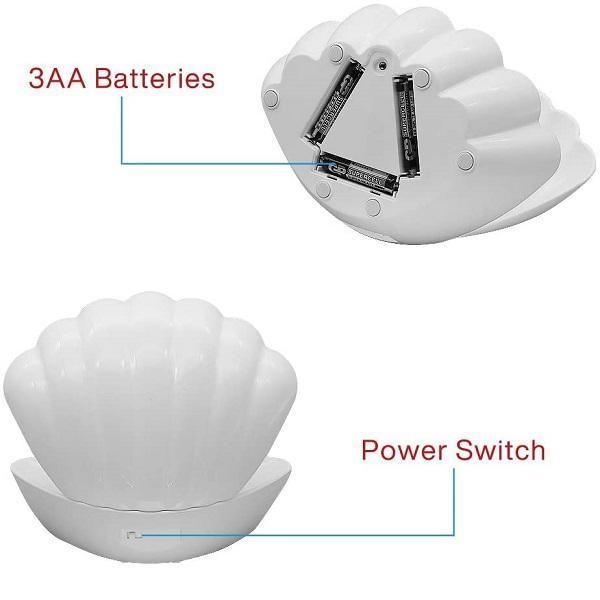Κοχύλι Επιτραπέζιο Διακοσμητικό Φωτιστικό με Φωτισμό RGB LED Shell Pearl Beach 8 χρώματα που αλλάζουν